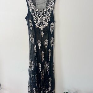 Sundance Black and White Embroidered Maxi Dress